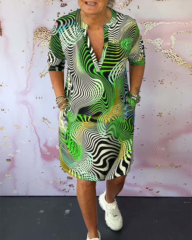 Elly Colorful V-neck Dress