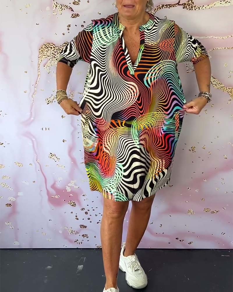 Elly Colorful V-neck Dress