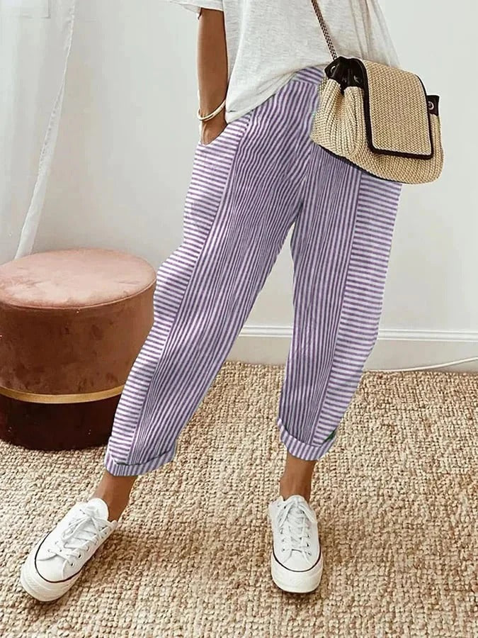 Kae - Striped Cotton Pants